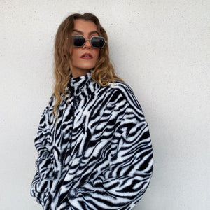 Zebra Oversized Fleece Jacket - FLXNfashion