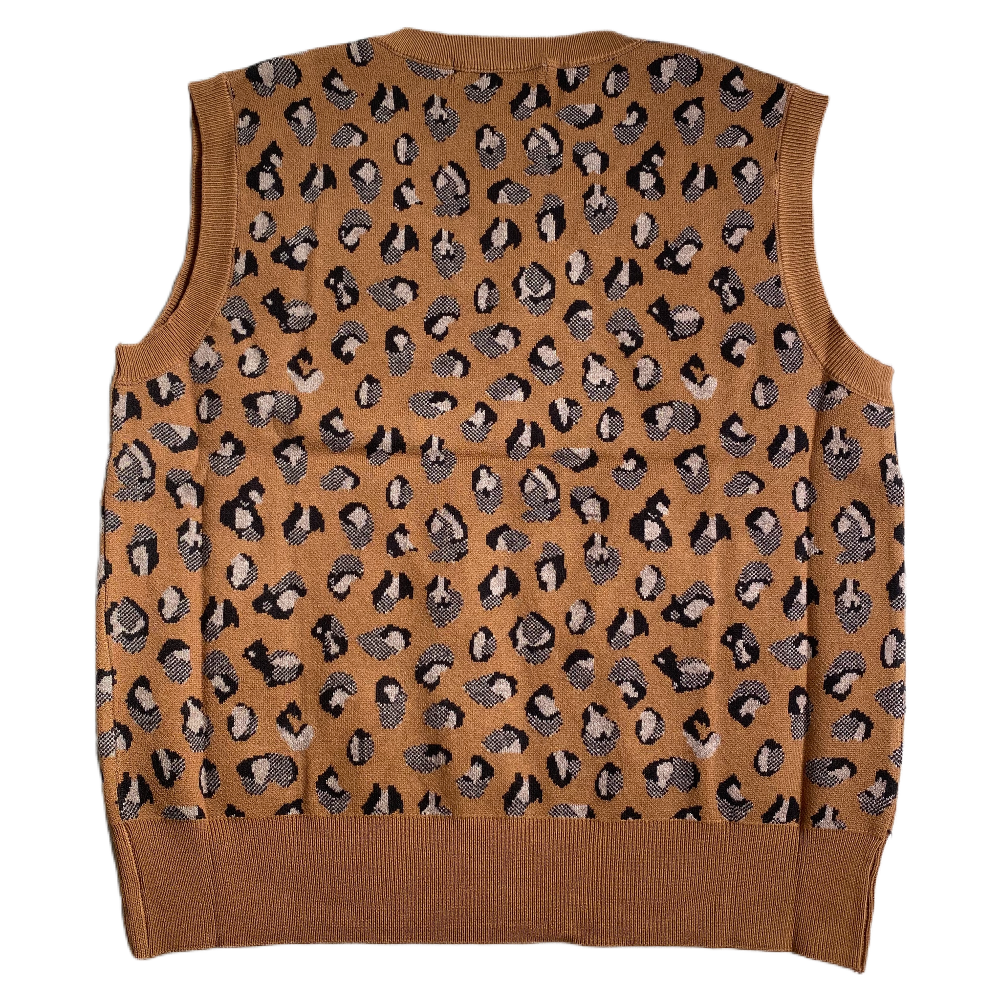 Leopard Print Sleeveless Sweater - Brown - FLXNfashion